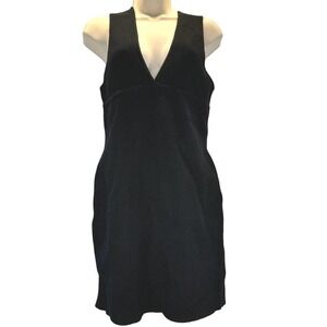 Ribbed V-neck Black House of Harlow 1960 Mini Dress women sz M